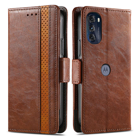 Funda de Cuero Cartera con Soporte Carcasa S02D para Motorola Moto G 5G (2022) Marron