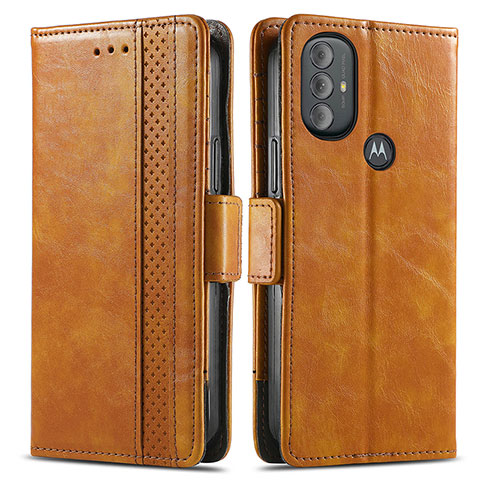 Funda de Cuero Cartera con Soporte Carcasa S02D para Motorola Moto G Play (2023) Marron Claro