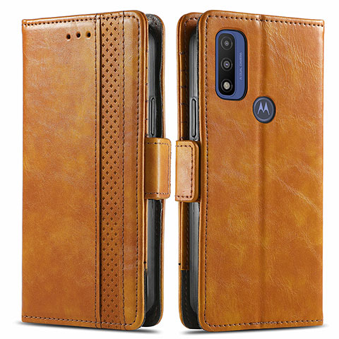 Funda de Cuero Cartera con Soporte Carcasa S02D para Motorola Moto G Pure Marron Claro