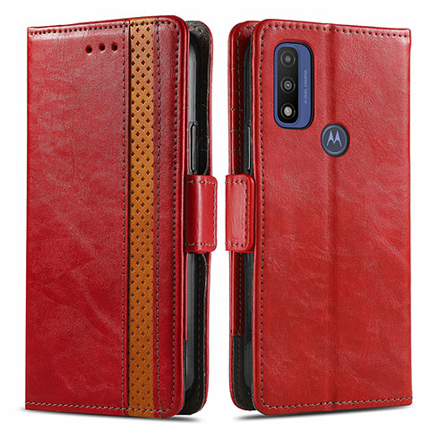 Funda de Cuero Cartera con Soporte Carcasa S02D para Motorola Moto G Pure Rojo