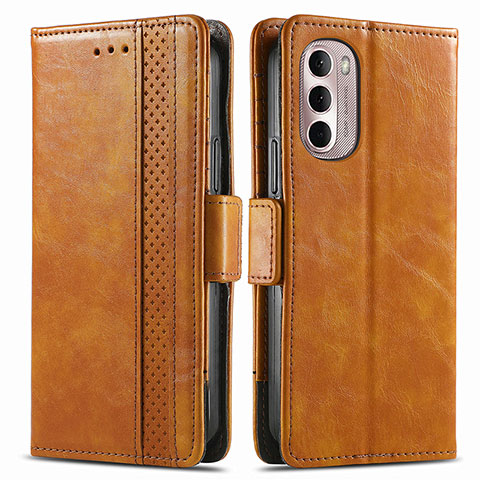 Funda de Cuero Cartera con Soporte Carcasa S02D para Motorola Moto G Stylus (2022) 5G Marron Claro