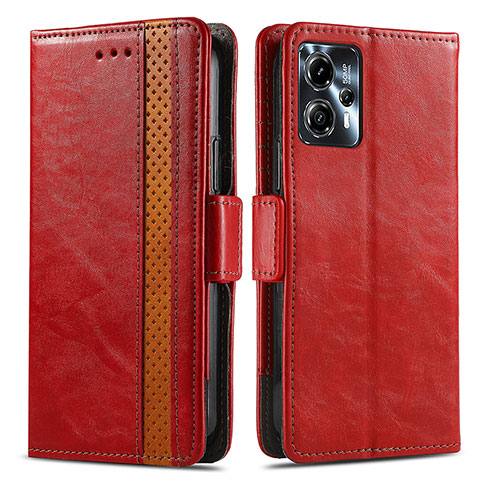 Funda de Cuero Cartera con Soporte Carcasa S02D para Motorola Moto G13 Rojo