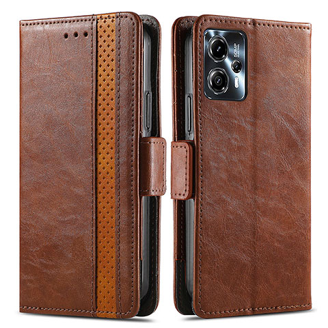 Funda de Cuero Cartera con Soporte Carcasa S02D para Motorola Moto G23 Marron