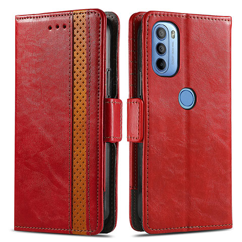 Funda de Cuero Cartera con Soporte Carcasa S02D para Motorola Moto G31 Rojo