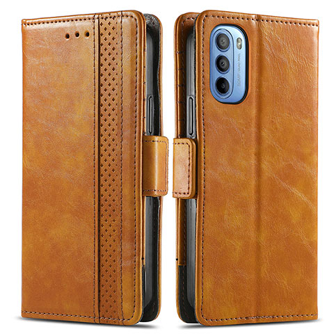 Funda de Cuero Cartera con Soporte Carcasa S02D para Motorola Moto G41 Marron Claro