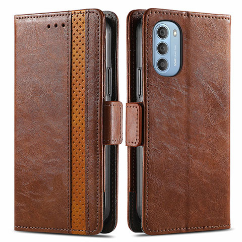 Funda de Cuero Cartera con Soporte Carcasa S02D para Motorola Moto G51 5G Marron