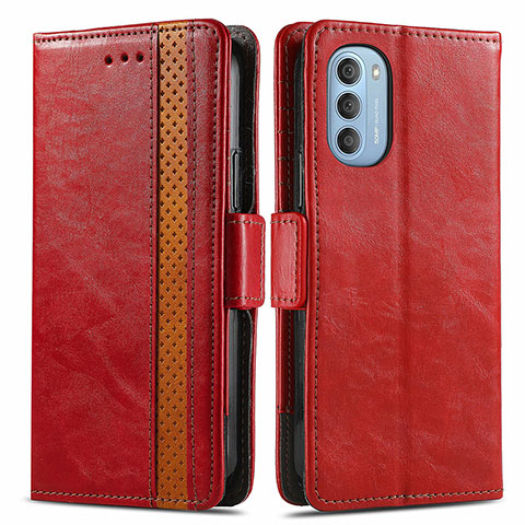 Funda de Cuero Cartera con Soporte Carcasa S02D para Motorola Moto G51 5G Rojo