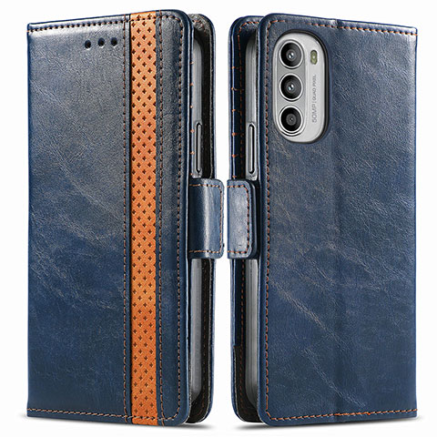 Funda de Cuero Cartera con Soporte Carcasa S02D para Motorola MOTO G52 Azul