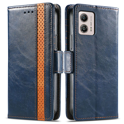 Funda de Cuero Cartera con Soporte Carcasa S02D para Motorola Moto G53 5G Azul