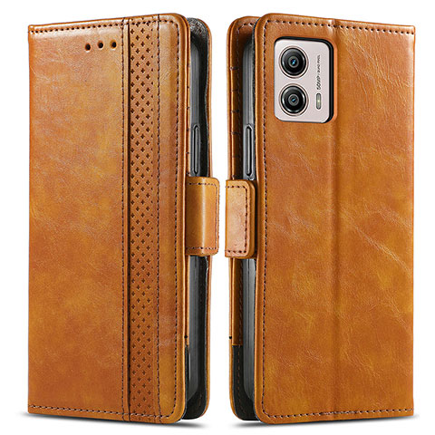 Funda de Cuero Cartera con Soporte Carcasa S02D para Motorola Moto G53 5G Marron Claro