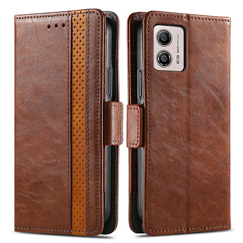 Funda de Cuero Cartera con Soporte Carcasa S02D para Motorola Moto G53j 5G Marron