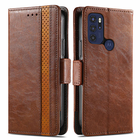 Funda de Cuero Cartera con Soporte Carcasa S02D para Motorola Moto G60s Marron