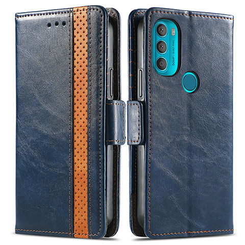 Funda de Cuero Cartera con Soporte Carcasa S02D para Motorola Moto G71 5G Azul