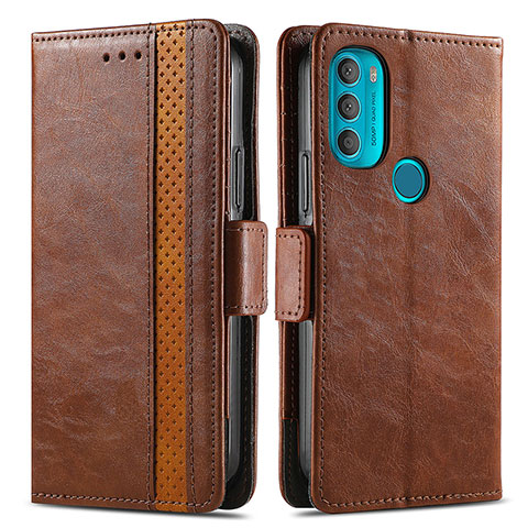 Funda de Cuero Cartera con Soporte Carcasa S02D para Motorola Moto G71 5G Marron