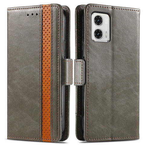 Funda de Cuero Cartera con Soporte Carcasa S02D para Motorola Moto G73 5G Gris