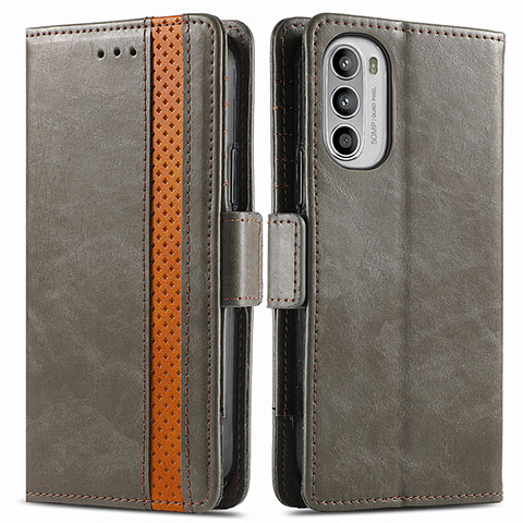 Funda de Cuero Cartera con Soporte Carcasa S02D para Motorola Moto G82 5G Gris