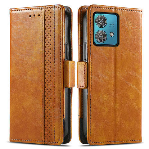 Funda de Cuero Cartera con Soporte Carcasa S02D para Motorola Moto G84 5G Marron Claro