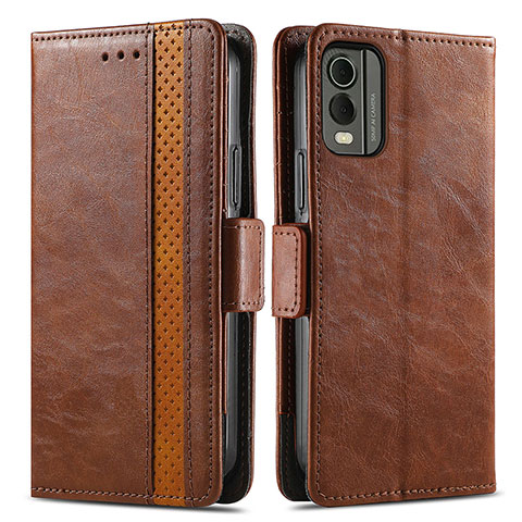 Funda de Cuero Cartera con Soporte Carcasa S02D para Nokia C210 Marron