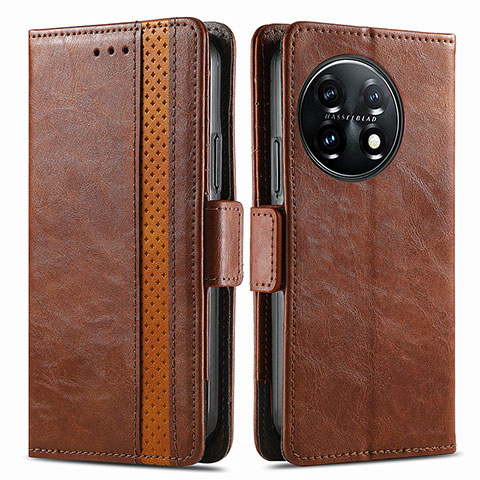 Funda de Cuero Cartera con Soporte Carcasa S02D para OnePlus 11 5G Marron