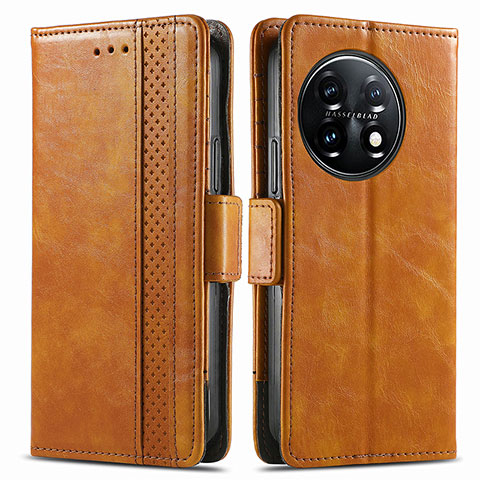 Funda de Cuero Cartera con Soporte Carcasa S02D para OnePlus 11 5G Marron Claro