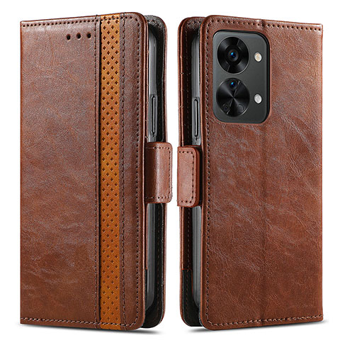 Funda de Cuero Cartera con Soporte Carcasa S02D para OnePlus Nord 2T 5G Marron