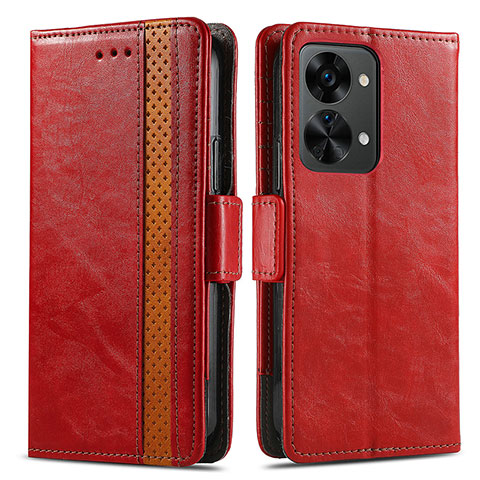 Funda de Cuero Cartera con Soporte Carcasa S02D para OnePlus Nord 2T 5G Rojo