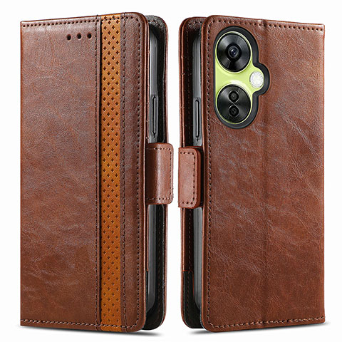 Funda de Cuero Cartera con Soporte Carcasa S02D para OnePlus Nord CE 3 5G Marron