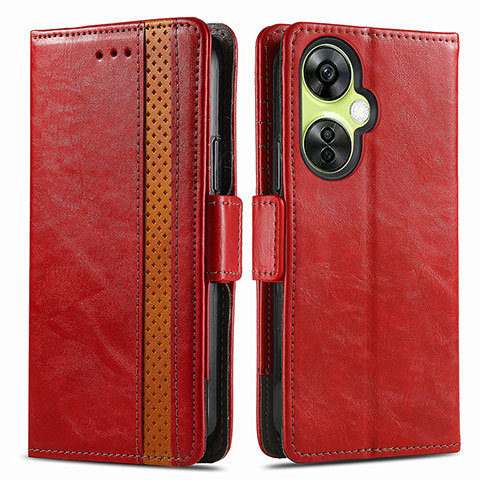 Funda de Cuero Cartera con Soporte Carcasa S02D para OnePlus Nord CE 3 5G Rojo