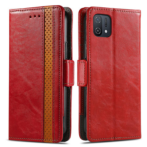 Funda de Cuero Cartera con Soporte Carcasa S02D para Oppo A16e Rojo