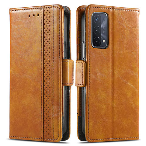 Funda de Cuero Cartera con Soporte Carcasa S02D para Oppo A54 5G Marron Claro