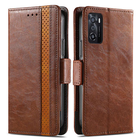 Funda de Cuero Cartera con Soporte Carcasa S02D para Oppo A55S 5G Marron