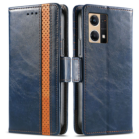 Funda de Cuero Cartera con Soporte Carcasa S02D para Oppo F21s Pro 4G Azul