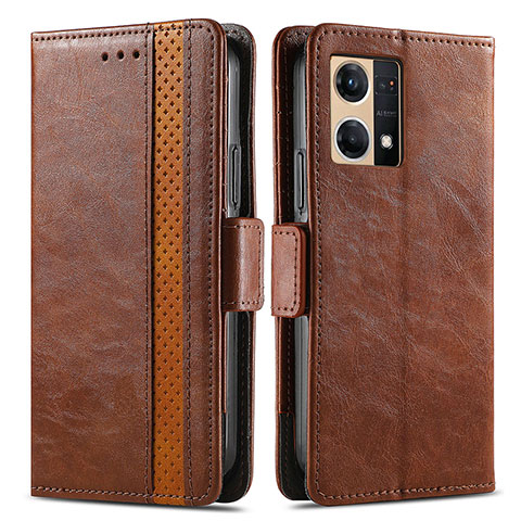 Funda de Cuero Cartera con Soporte Carcasa S02D para Oppo F21s Pro 4G Marron