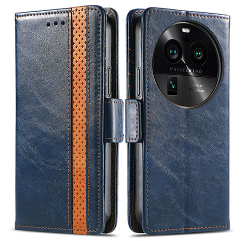 Funda de Cuero Cartera con Soporte Carcasa S02D para Oppo Find X6 5G Azul