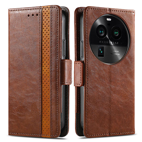 Funda de Cuero Cartera con Soporte Carcasa S02D para Oppo Find X6 5G Marron