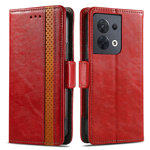 Funda de Cuero Cartera con Soporte Carcasa S02D para Oppo Reno9 5G Rojo