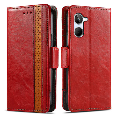 Funda de Cuero Cartera con Soporte Carcasa S02D para Realme 10 Pro 5G Rojo