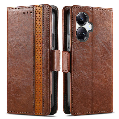 Funda de Cuero Cartera con Soporte Carcasa S02D para Realme 10 Pro+ Plus 5G Marron