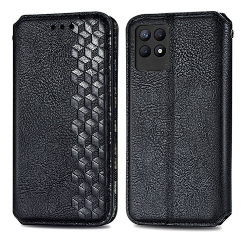 Funda de Cuero Cartera con Soporte Carcasa S02D para Realme 8i Negro