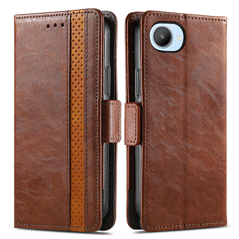 Funda de Cuero Cartera con Soporte Carcasa S02D para Realme C30s Marron