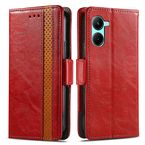 Funda de Cuero Cartera con Soporte Carcasa S02D para Realme C33 (2023) Rojo