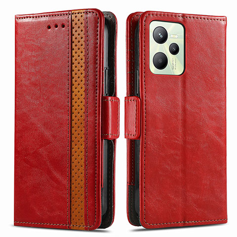 Funda de Cuero Cartera con Soporte Carcasa S02D para Realme C35 Rojo