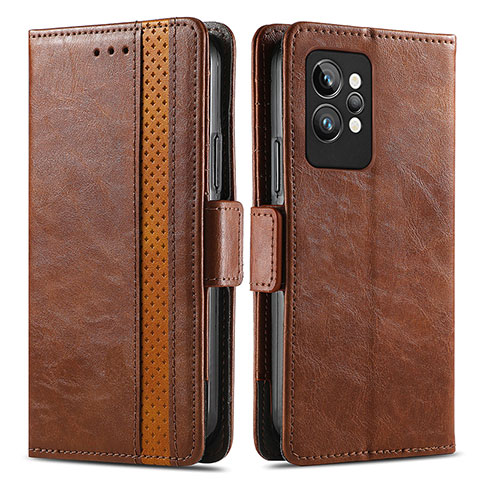 Funda de Cuero Cartera con Soporte Carcasa S02D para Realme GT2 Pro 5G Marron