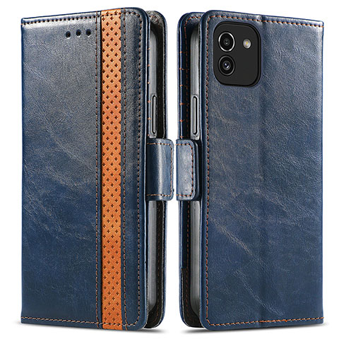 Funda de Cuero Cartera con Soporte Carcasa S02D para Samsung Galaxy A03 Azul