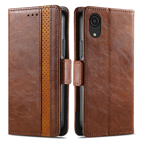 Funda de Cuero Cartera con Soporte Carcasa S02D para Samsung Galaxy A03 Core Marron