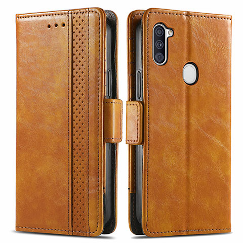 Funda de Cuero Cartera con Soporte Carcasa S02D para Samsung Galaxy A11 Marron Claro