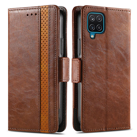 Funda de Cuero Cartera con Soporte Carcasa S02D para Samsung Galaxy A12 Marron