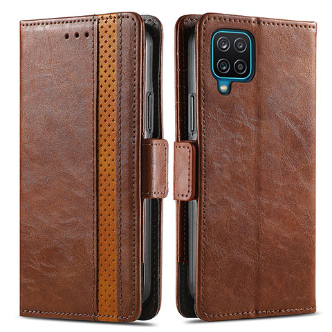 Funda de Cuero Cartera con Soporte Carcasa S02D para Samsung Galaxy A12 Nacho Marron