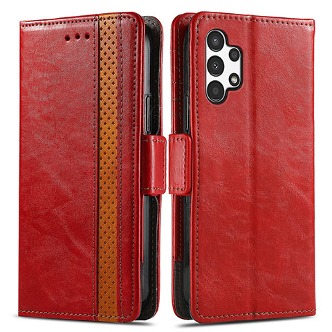 Funda de Cuero Cartera con Soporte Carcasa S02D para Samsung Galaxy A13 4G Rojo