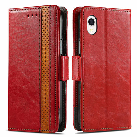 Funda de Cuero Cartera con Soporte Carcasa S02D para Samsung Galaxy A22 5G SC-56B Rojo